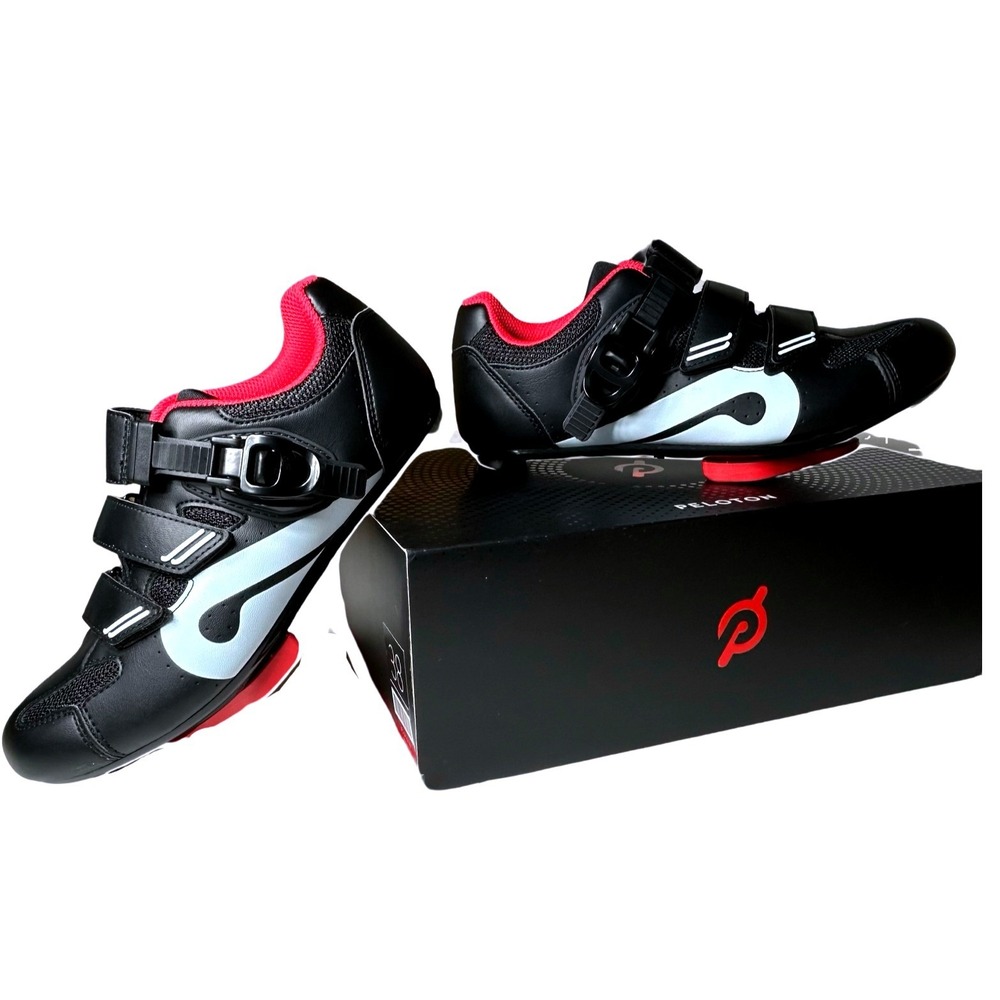 Peloton Cycling Shoes Black Red White Women Size 38 PL-SH-B-38 Look Delta Cleats